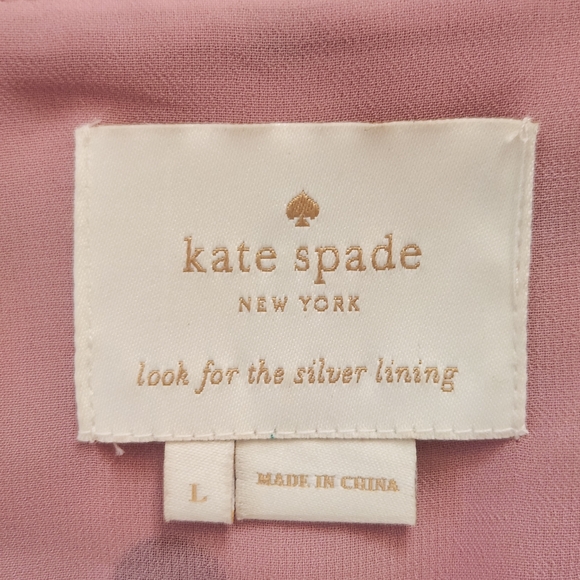 Kate Spade Pink Polka Dot and Floral Dress With Tie Front Size L - Picture 2 of 7